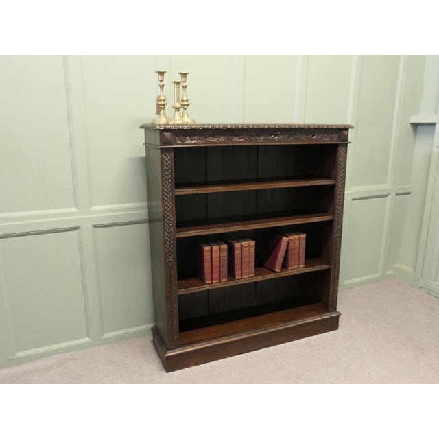 Carved Oak Open Bookcase For Sale - Image 4 of 8
