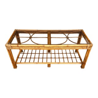 Vintage Bamboo Rattan Coffee Table For Sale
