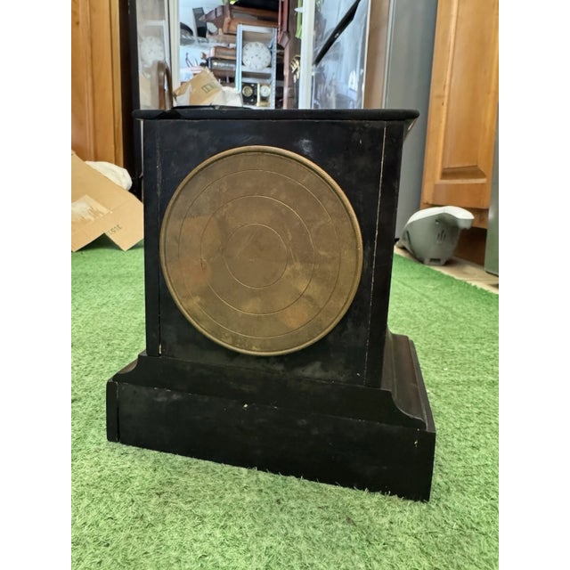 19th Century French Slate Stone Mantel Clock For Sale - Image 4 of 12