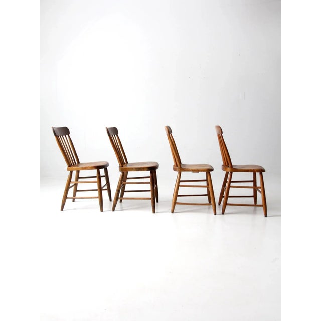 Early 20th Century Antique Farmhouse Dining Chairs Set of 4 For Sale - Image 5 of 12