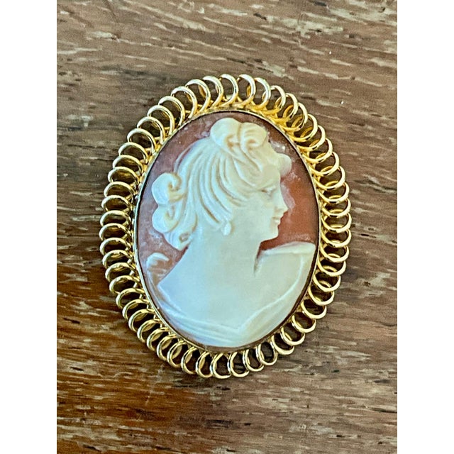 Mid 20th Century Vintage Victorian 12k Handcarved Cameo Pendant For Sale - Image 5 of 10