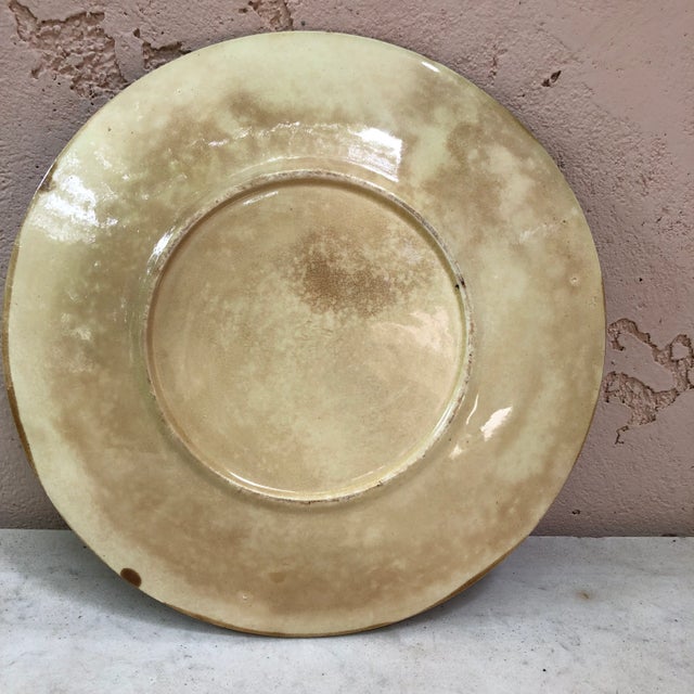 French Majolica Leaves Plate Clairefontaine, Circa 1890 For Sale - Image 4 of 5