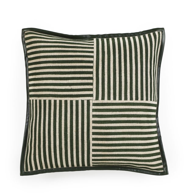2020s Kora Striped Green Cotton Jute Throw Pillow For Sale - Image 5 of 5