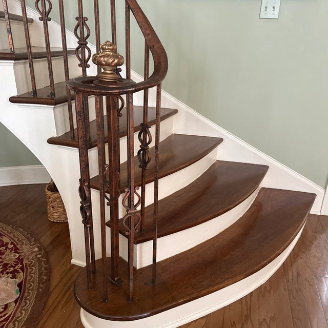 Gold gilded composite baroque architectural newel post finial, from a historic home in Mississippi, with spiraling...