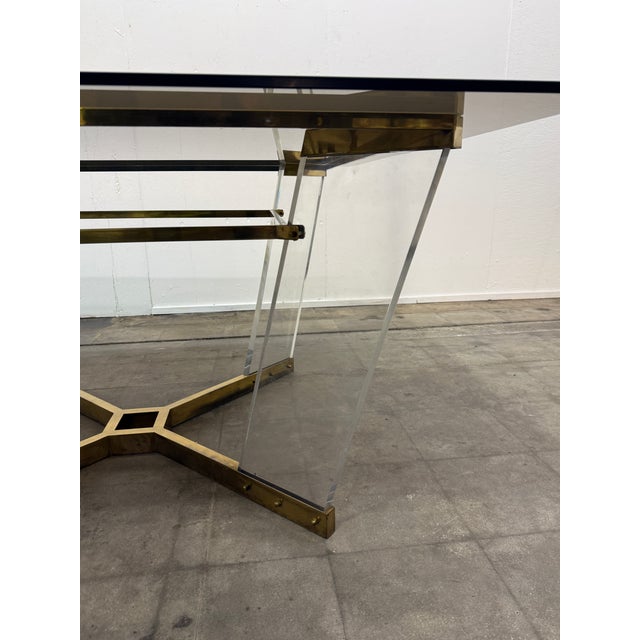 Glass Brass, Lucite, and Glass Dining Table Attributed to Sandro Petti Italy, 1970s For Sale - Image 7 of 11