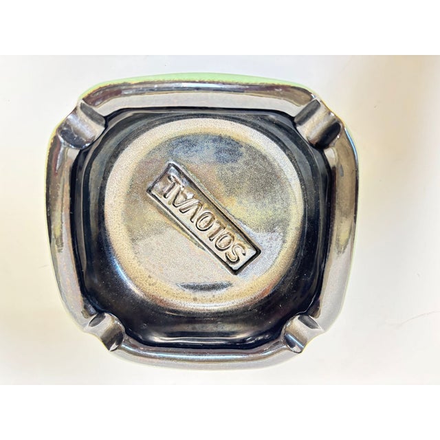 Large French Mid-Century Advertising Ceramic Ashtray Green and Black 1950s For Sale - Image 10 of 13