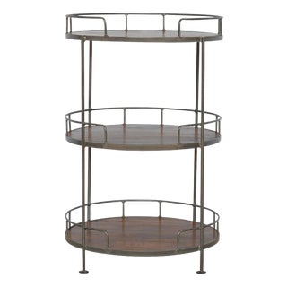 Three Tier Industrial Round Shelf With Metal Frame For Sale