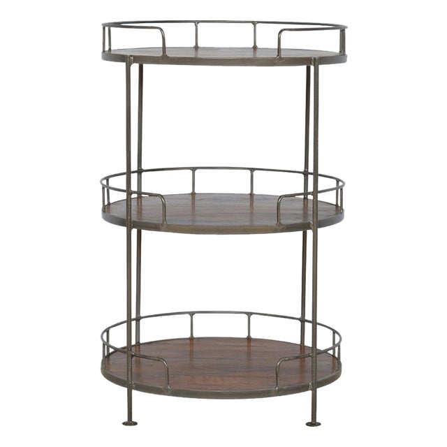 Three Tier Industrial Round Shelf With Metal Frame For Sale