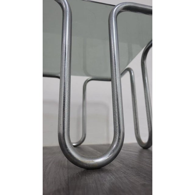 Brown Coffee Table in Chromed Tubular Steel and Smoked Glass by Ezio Didone, 1970s For Sale - Image 8 of 13