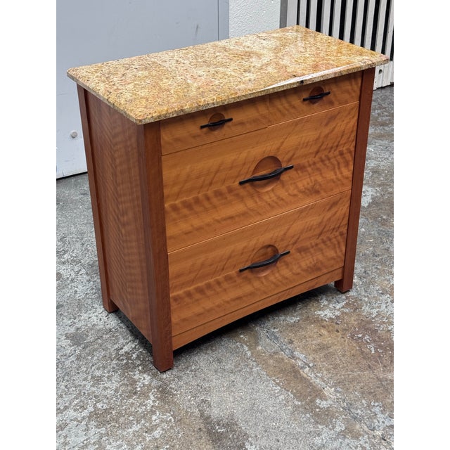 Arts & Crafts Rustic Style Chest of Drawers With Granite Surface For Sale - Image 3 of 12