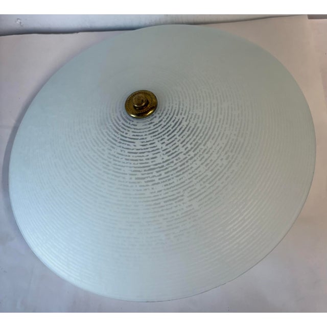 Nice vintage saucer type ceiling hung light fixture with glass shade