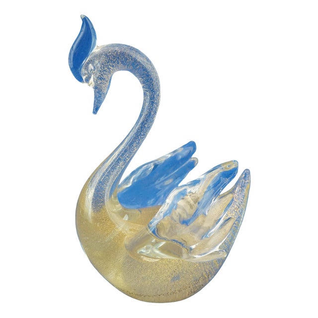 20th Century Murano Blown Glass Swan Sculpture in Gold Aventurine by Archimede Seguso, Italy For Sale