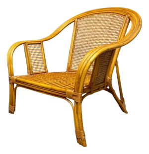 French Armchair in Rattan and Bamboo