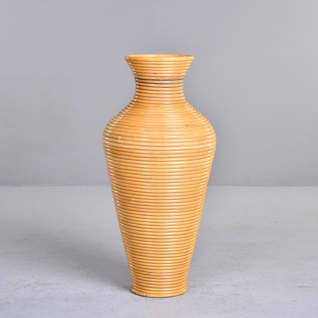 Mid-Century Modern Vintage Mid Century Extra Large Rattan Floor Vase For Sale - Image 3 of 11