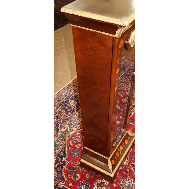 1980s Italian Louis XV Style Inlaid Glass Door Pedestal Cabinet For Sale - Image 5 of 10