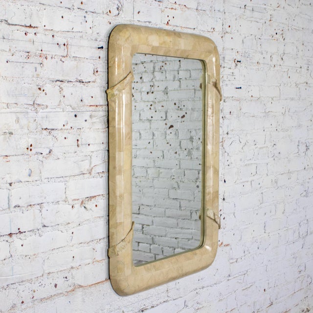 Late 20th Century Modern Tessellated Travertine Console or Sofa Table & Wall Mirror Set Made in Philippines For Sale - Image 12 of 18