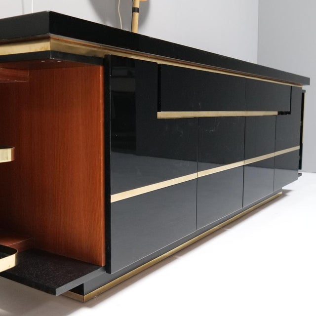 Brass Sideboard in High Gloss Black by Jean Claude Mahey for Roche Bobois, 1980s For Sale - Image 10 of 14