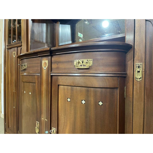 Art Nouveau Mahogany Sideboard with Clock in the style of Gustave Serrurier Bovy, 1890s For Sale - Image 15 of 18