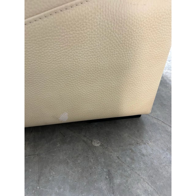 Animal Skin Vintage Roche Bobois Cream Leather Sofa For Sale - Image 7 of 10