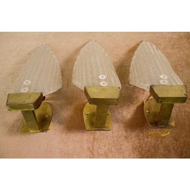Murano Glass Wall Lamps from Barovier & Toso, 1940s, Set of 3, in Very Good conditions. Designed 1920 to 1949 This piece...