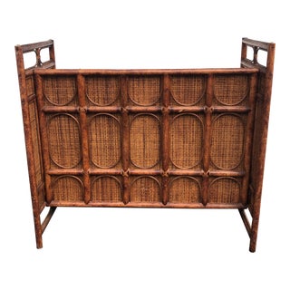 Mid-Century Rattan Wicker Bamboo Tiki Bar For Sale