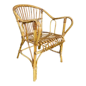 Mid Century Boho Rattan Lounge Chair