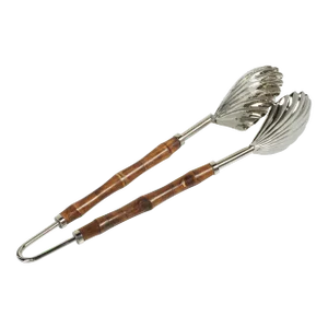 Treviso Bamboo and Nickel Server Shell Tong