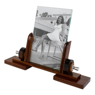French Art Deco Macassar Wood and Chrome Metal Picture Frame, circa 1930 For Sale