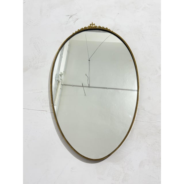 Oval Brass Wall Mirror, Italy, 1950s For Sale - Image 11 of 16