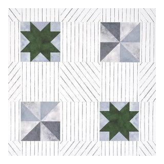 Sample - Schumacher x Backdrop Alexander Wallpaper in Dutch Green & Slate For Sale