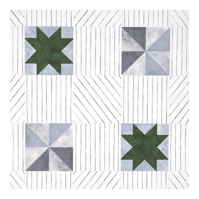 Sample - Schumacher x Backdrop Alexander Wallpaper in Dutch Green & Slate For Sale