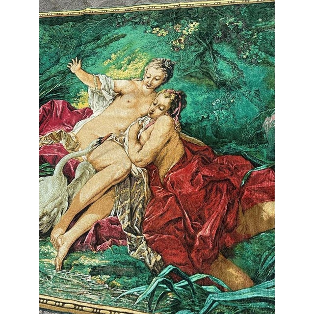 Textile French Screen-Printed Tapestry with Leda and the Swan Motif in the style of Aubusson, 1970s For Sale - Image 7 of 18