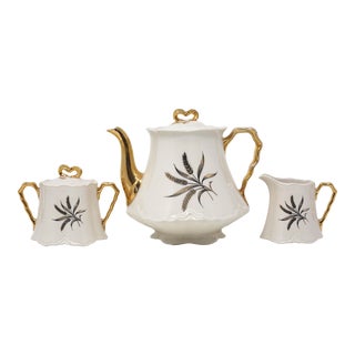 Mid-Century "Harvest Wheat" Teapot, Creamer and Sugar Bowl by Colonialware Florida - Set of 3 For Sale