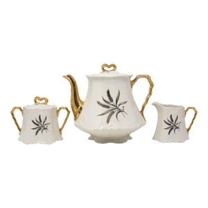 Mid-Century "Harvest Wheat" Teapot, Creamer and Sugar Bowl by Colonialware Florida - Set of 3