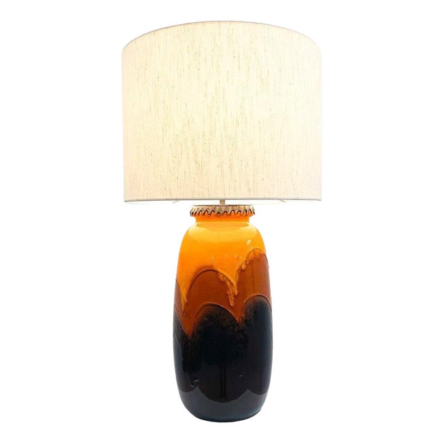 Orange Ceramic Table Lamp, Germany, 1970s For Sale