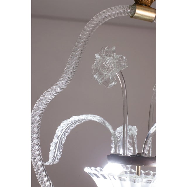 1940s Set of 2 Blue and Transparent Barovier E Toso Light With Flowers, 1940s For Sale - Image 5 of 11