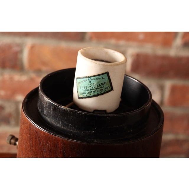 Vintage Mushroom Table Lamp With Frosted Glass Shade and Walnut Base by Laurel For Sale - Image 12 of 12