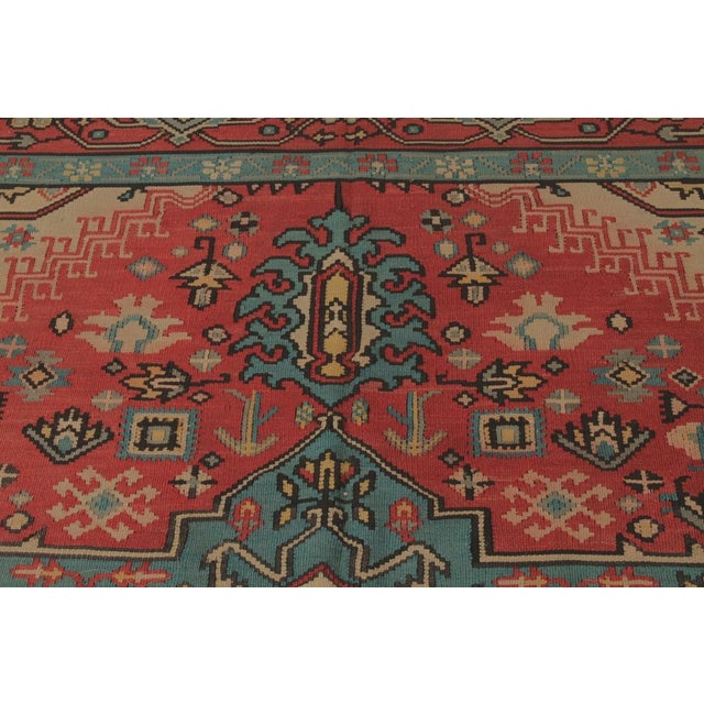 Vintage Bessarabian Kilim in Red With Blue Medallion Floral Pattern For Sale In New York - Image 6 of 9