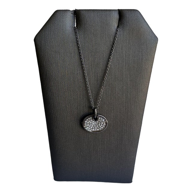 Diamond Disc Necklace in 14kt Gold With Black Rhodium Plating - 0.18ctw Diamonds For Sale