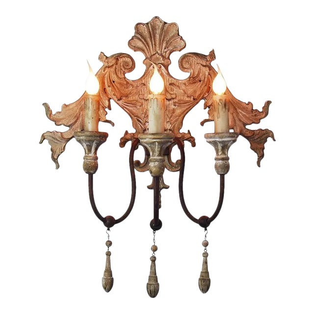 Sconce Light Decorative Drops 3-arm Distressed Wall Sconce For Sale