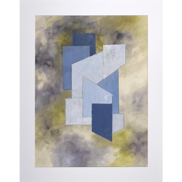 Vintage, geometric abstract painting by artist and mid century, american modernist furniture concept designer Irving...