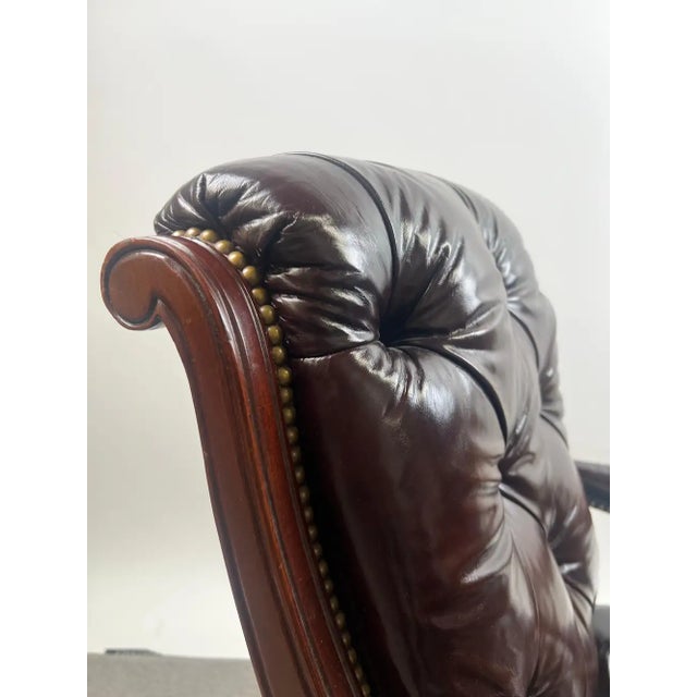 Chesterfield English Style Tufted Leather Library Chair & Ottoman by Hickory For Sale - Image 11 of 18