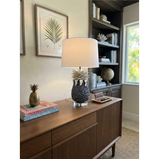 Vintage Italian Glazed Ceramic Pineapple Table Lamp | Hollywood Regency Style For Sale In West Palm - Image 6 of 12