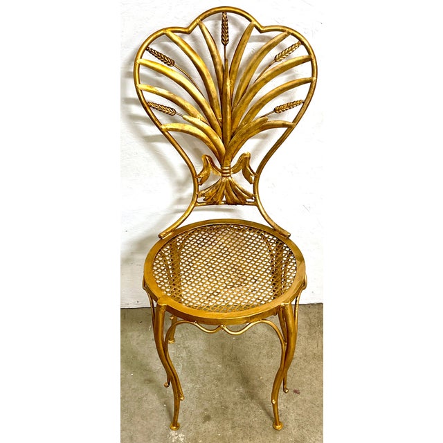 Italian Pair of Italian Hollywood Regency Wheat Sheaf Chairs, by S. Salvadori For Sale - Image 3 of 9