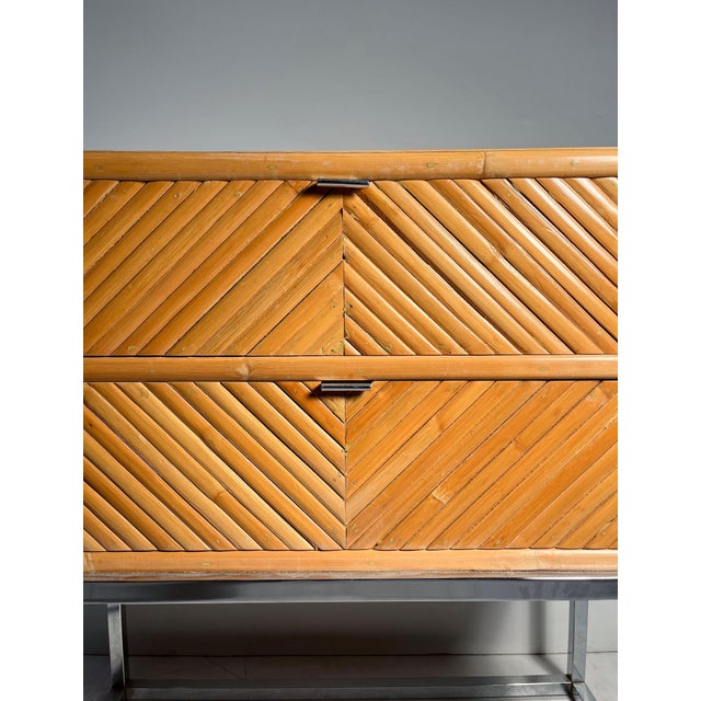 Mid 20th Century Vintage Bamboo Rattan Chest Drawers End Tables / Night Stands Milo Baughman For Sale - Image 5 of 7
