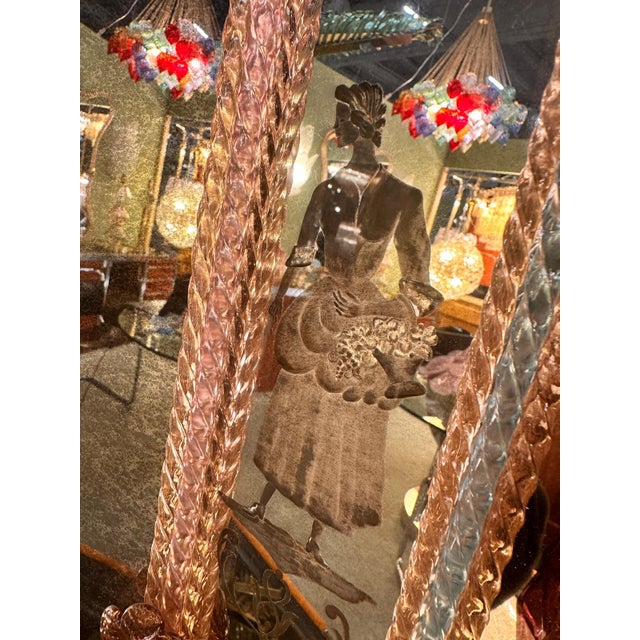 Venetian Exlusive Men "paggetto"and Women "Dama" Murano Glass Floreal Hand-Carving Mirror Spectacular rectangular mirror...