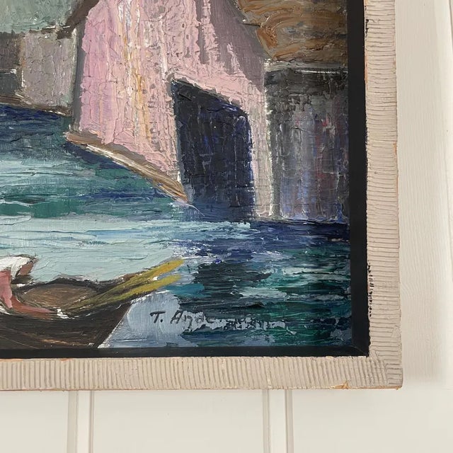 Mid-Century Modern Mid Century Swedish Modernist Harbour Oil Painting by Tor Andersson For Sale - Image 3 of 18