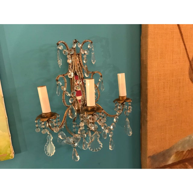 Traditional Antique 19th Century Classic European Crystal Sconces - a Pair For Sale - Image 3 of 12