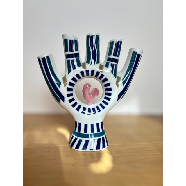 Porcelain Candelabra with Five Fingers Model with Rooster from Sargadelos For Sale - Image 10 of 10