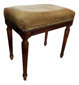 Louis XVI Mahogany Stool Upholstered in Mohair, 19th Century
